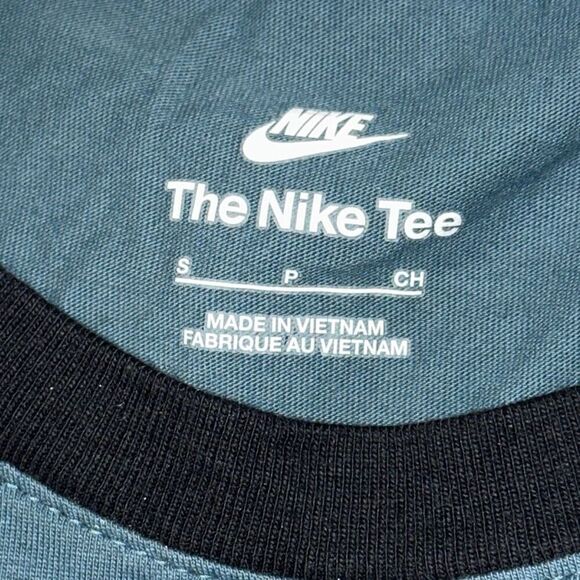 New Nike Blue Black Floral Logo Ringer T-shirt & Pull-on Legging Set Ladies S/M - Picture 2 of 14